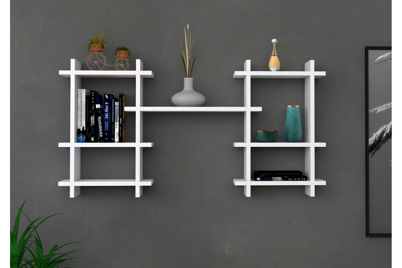 SERARO Vägghylla 117x60 cm 7 Hyllor Vit - Förvaring - Köksförvaring - Kökshylla