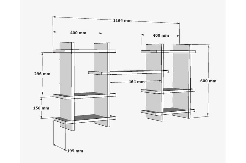 SERARO Vägghylla 117x60 cm 7 Hyllor Vit - Vägghylla - Kökshylla