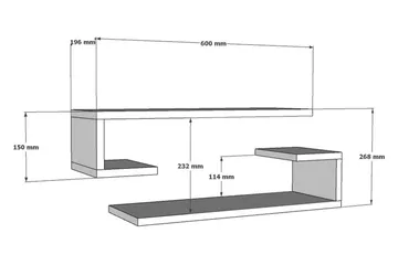 Sergoit Vägghylla 60x20 cm 4 Hyllor - Vit - Förvaring - Köksförvaring - Kökshylla
