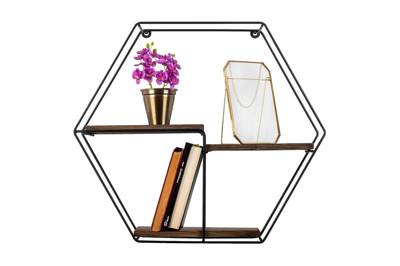 Serotinus Vägghylla 60x15 cm 3 Hyllor - Svart/Mörkbrun - Förvaring - Köksförvaring - Kökshylla