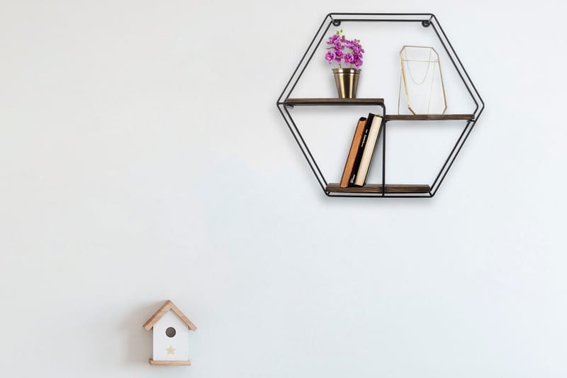 Serotinus Vägghylla 60x15 cm 3 Hyllor - Svart/Mörkbrun - Förvaring - Köksförvaring - Kökshylla