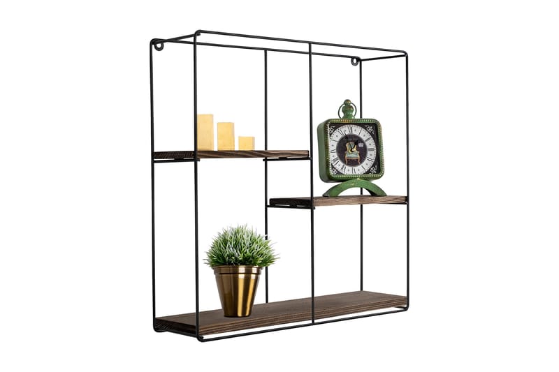 Siringo Vägghylla 60x15 cm 3 Hyllor - Svart/Mörkbrun - Förvaring - Köksförvaring - Kökshylla