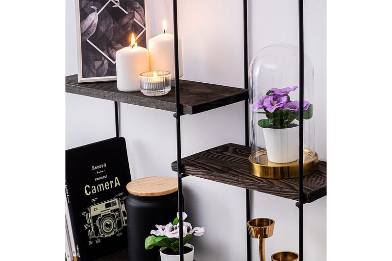 Siringo Vägghylla 60x15 cm 3 Hyllor - Svart/Mörkbrun - Förvaring - Köksförvaring - Kökshylla