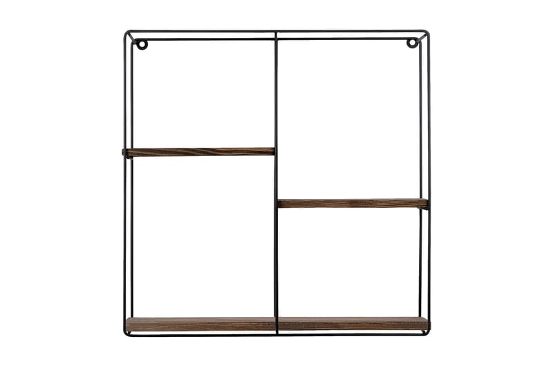 Siringo Vägghylla 60x15 cm 3 Hyllor, Svart/Mörkbrun
