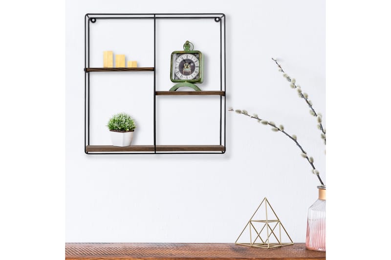 Siringo Vägghylla 60x15 cm 3 Hyllor - Svart/Mörkbrun - Förvaring - Köksförvaring - Kökshylla