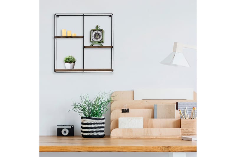 Siringo Vägghylla 60x15 cm 3 Hyllor - Svart/Mörkbrun - Förvaring - Köksförvaring - Kökshylla