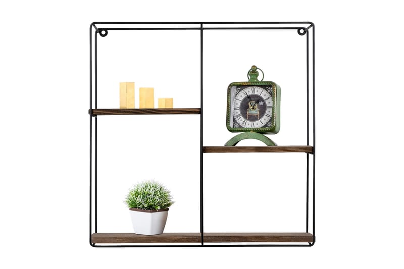 Siringo Vägghylla 60x15 cm 3 Hyllor - Svart/Mörkbrun - Förvaring - Köksförvaring - Kökshylla