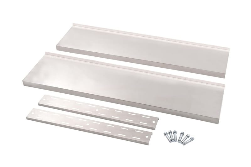 Svävande vägghylla 2 plan rostfritt stål 120x30 cm - Grå - Förvaring - Köksförvaring - Kökshylla
