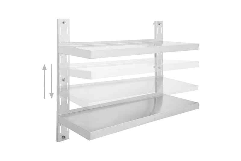 Svävande vägghylla 2 plan rostfritt stål 100x30 cm - Grå - Förvaring - Köksförvaring - Kökshylla