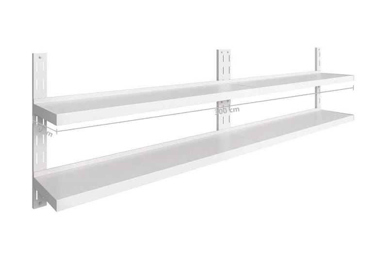 Svävande vägghylla 2 plan 2 st rostfritt stål 300x30 cm - Grå - Förvaring - Köksförvaring - Kökshylla