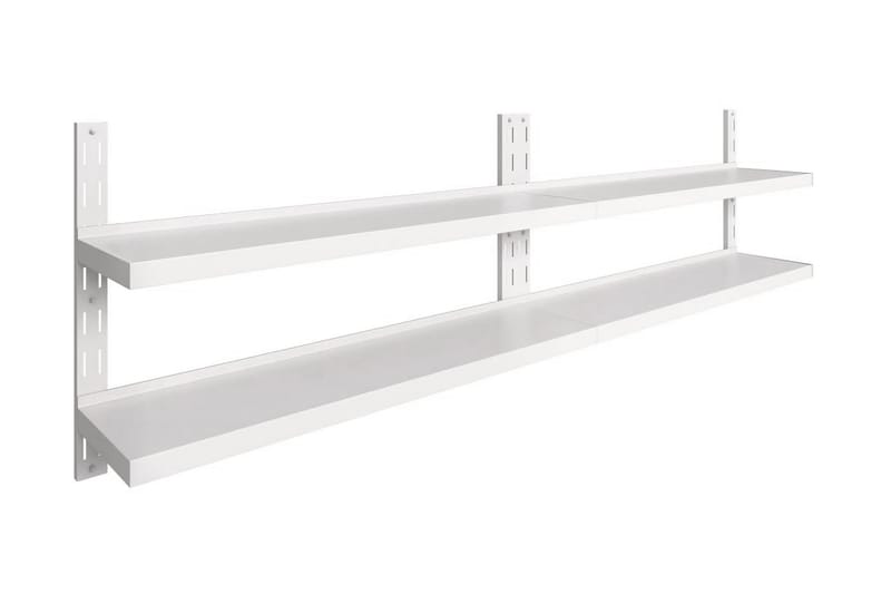 Svävande vägghylla 2 plan 2 st rostfritt stål 300x30 cm - Grå - Förvaring - Köksförvaring - Kökshylla