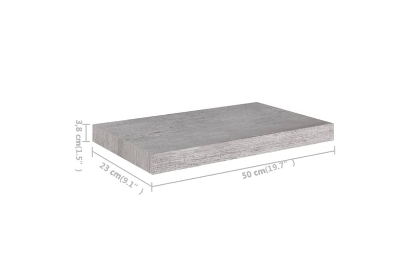 Svävande vägghylla betonggrå 50x23x3,8 cm MDF - Betonggrå - Kökshylla - Vägghylla