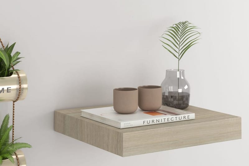 Svävande vägghylla ek 23x23,5x3,8 cm MDF - Brun - Förvaring - Köksförvaring - Kökshylla