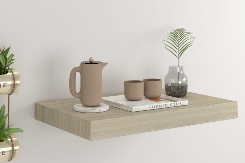Svävande vägghylla ek 40x23x3,8 cm MDF - Brun - Förvaring - Köksförvaring - Kökshylla