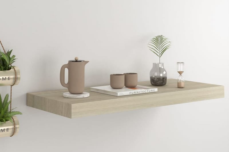 Svävande vägghylla ek 60x23,5x3,8 cm MDF - Brun - Förvaring - Köksförvaring - Kökshylla