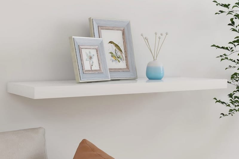 Svävande vägghylla ek och vit 80x23,5x3,8 cm MDF - Vit/Trä - Förvaring - Köksförvaring - Kökshylla