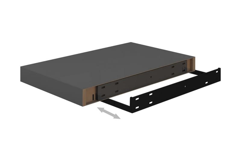 Svävande vägghylla grå högglans 40x23x3,8 cm MDF - Grå - Förvaring - Köksförvaring - Kökshylla