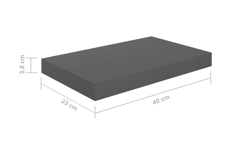 Svävande vägghylla grå högglans 40x23x3,8 cm MDF - Grå - Förvaring - Köksförvaring - Kökshylla