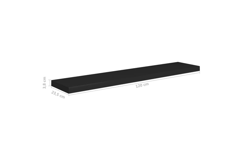 Svävande vägghylla svart 120x23,5x3,8 cm MDF - Svart - Förvaring - Köksförvaring - Kökshylla