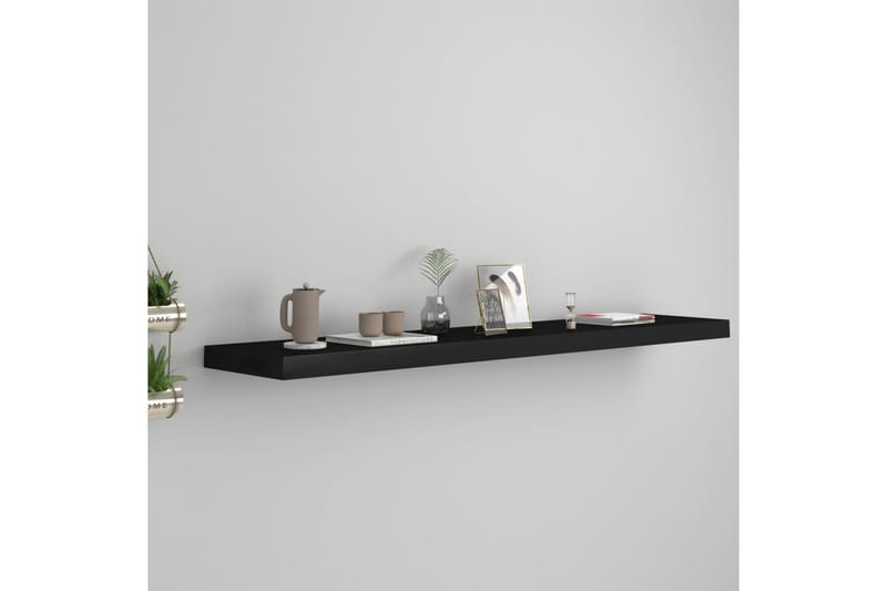 Svävande vägghylla svart 120x23,5x3,8 cm MDF - Svart - Förvaring - Köksförvaring - Kökshylla