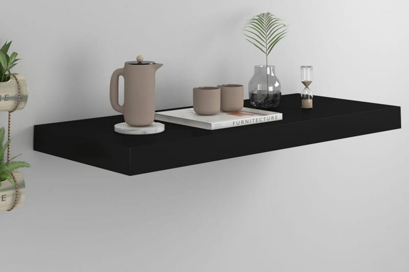 Svävande vägghylla svart 60x23,5x3,8 cm MDF - Svart - Förvaring - Köksförvaring - Kökshylla