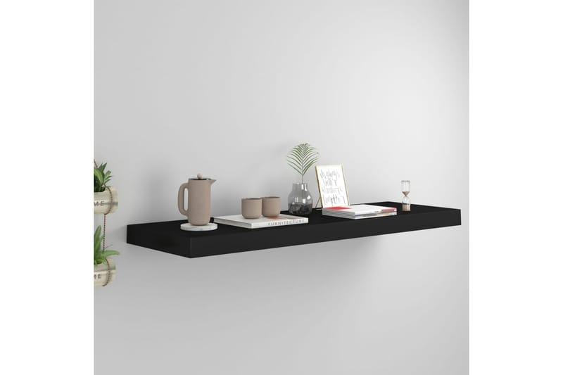 Svävande vägghylla svart 80x23,5x3,8 cm MDF - Svart - Förvaring - Köksförvaring - Kökshylla