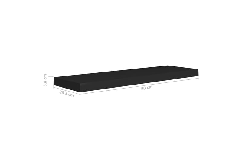 Svävande vägghylla svart 80x23,5x3,8 cm MDF - Svart - Kökshylla - Vägghylla