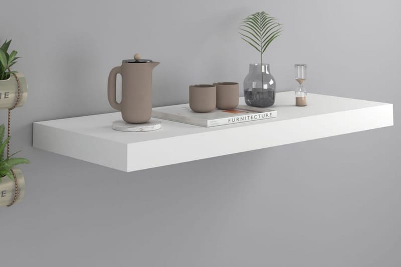 Svävande vägghylla vit 60x23,5x3,8 cm MDF - Vit - Kökshylla - Vägghylla