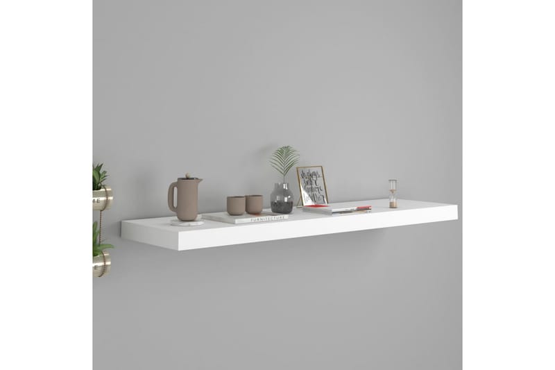 Svävande vägghylla vit 90x23,5x3,8 cm MDF - Vit - Förvaring - Köksförvaring - Kökshylla