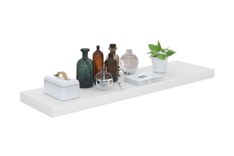 Svävande vägghylla vit högglans 90x23,5x3,8 cm MDF - Vit - Förvaring - Köksförvaring - Kökshylla