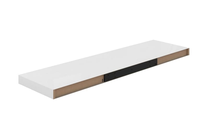 Svävande vägghylla vit högglans 90x23,5x3,8 cm MDF - Vit - Kökshylla - Vägghylla