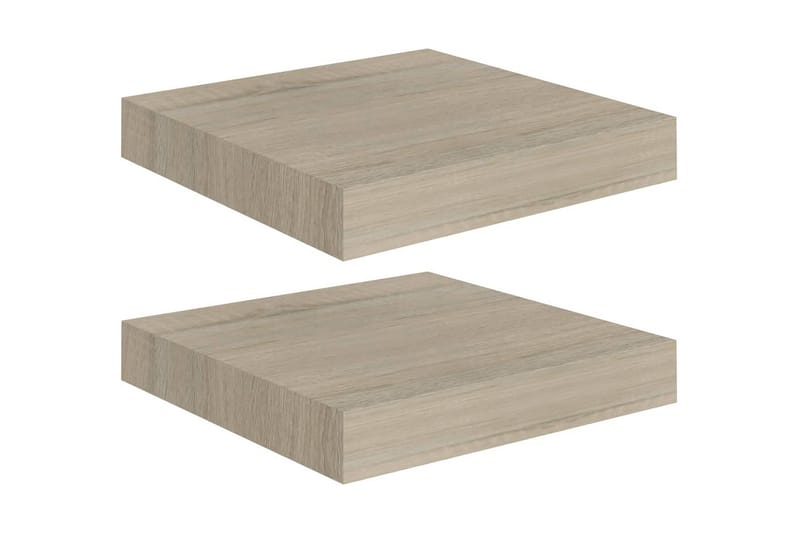 Svävande vägghyllor 2 st ek 23x23,5x3,8 cm MDF - Brun - Förvaring - Köksförvaring - Kökshylla