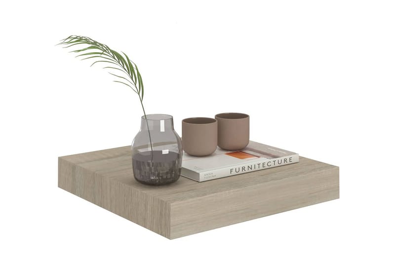 Svävande vägghyllor 2 st ek 23x23,5x3,8 cm MDF - Brun - Förvaring - Köksförvaring - Kökshylla