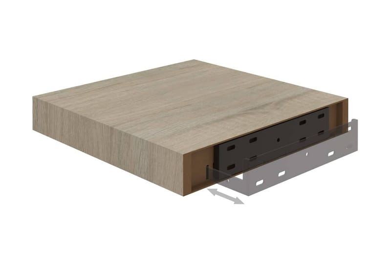 Svävande vägghyllor 2 st ek 23x23,5x3,8 cm MDF - Brun - Förvaring - Köksförvaring - Kökshylla