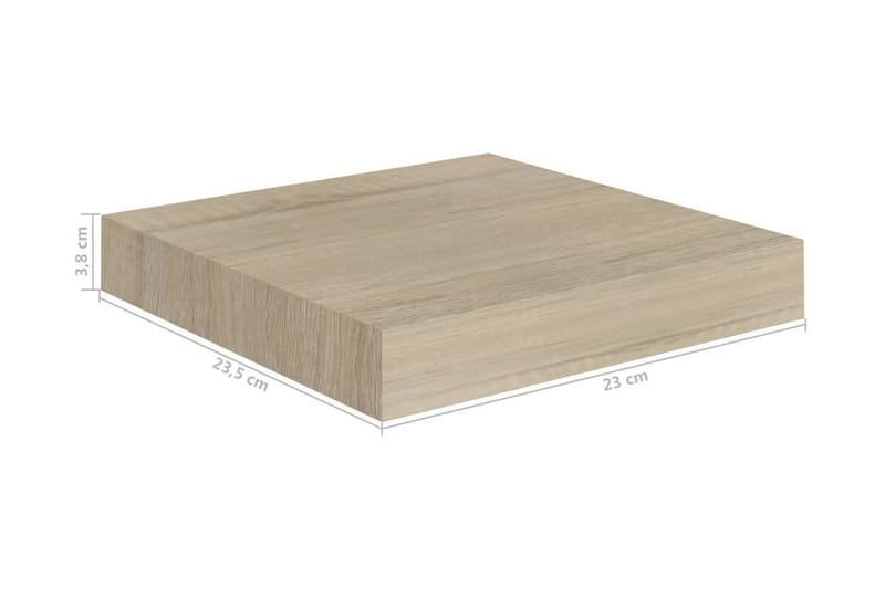 Svävande vägghyllor 2 st ek 23x23,5x3,8 cm MDF - Brun - Förvaring - Köksförvaring - Kökshylla