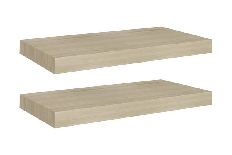 Svävande vägghyllor 2 st ek 50x23x3,8 cm MDF - Brun - Förvaring - Köksförvaring - Kökshylla
