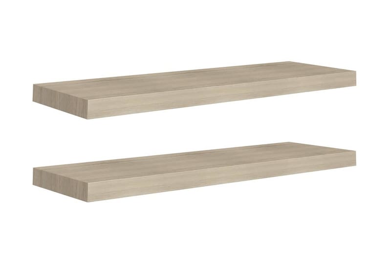 Svävande vägghyllor 2 st ek 80x23,5x3,8 cm MDF - Brun - Förvaring - Köksförvaring - Kökshylla