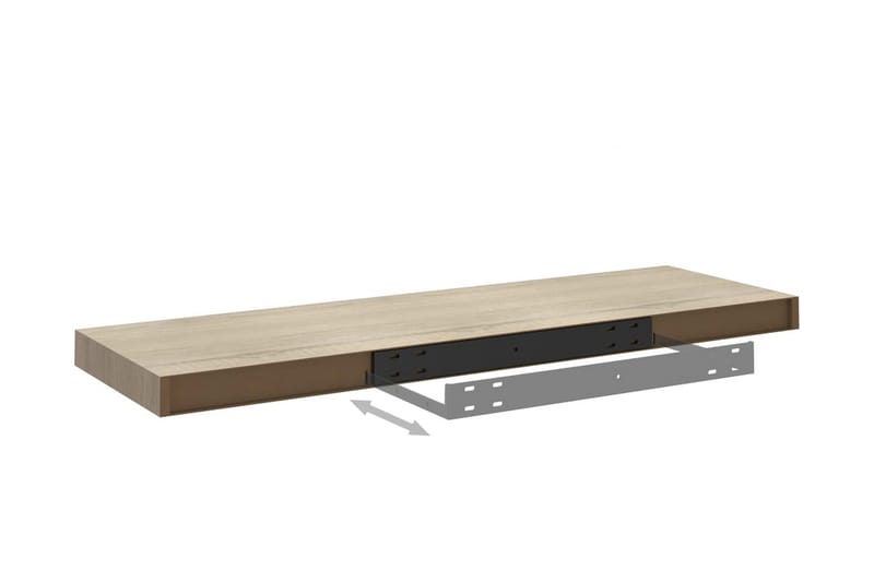 Svävande vägghyllor 2 st ek 80x23,5x3,8 cm MDF - Brun - Förvaring - Köksförvaring - Kökshylla