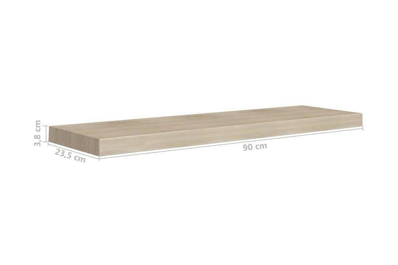 Svävande vägghyllor 2 st ek 90x23,5x3,8 cm MDF - Brun - Förvaring - Köksförvaring - Kökshylla