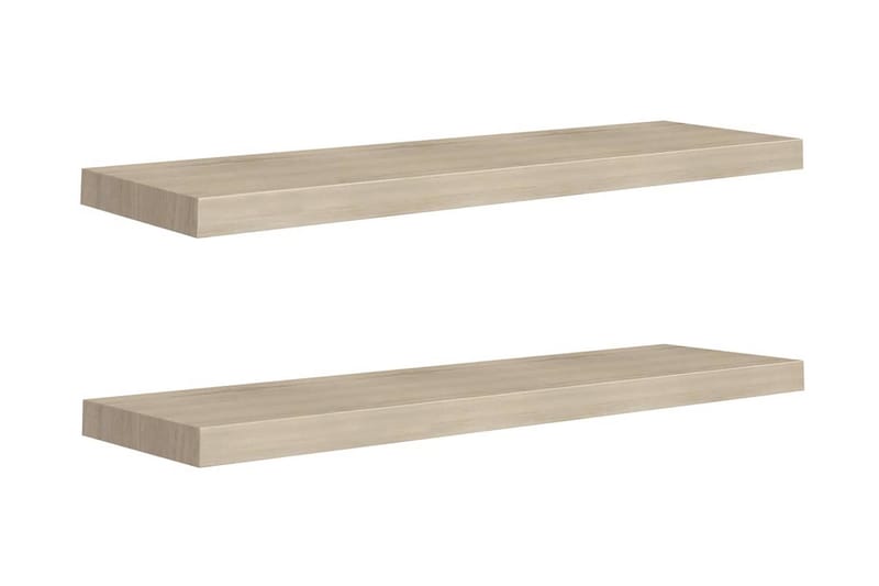 Svävande vägghyllor 2 st ek 90x23,5x3,8 cm MDF - Brun - Förvaring - Köksförvaring - Kökshylla