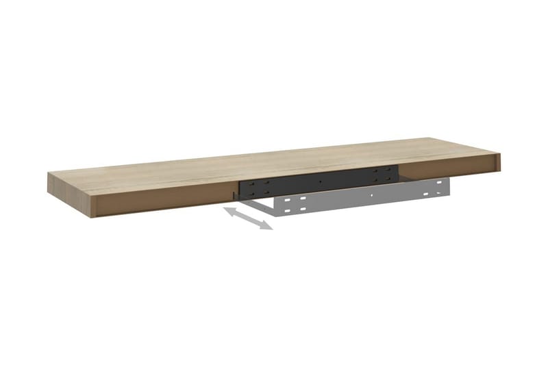 Svävande vägghyllor 2 st ek 90x23,5x3,8 cm MDF - Brun - Förvaring - Köksförvaring - Kökshylla