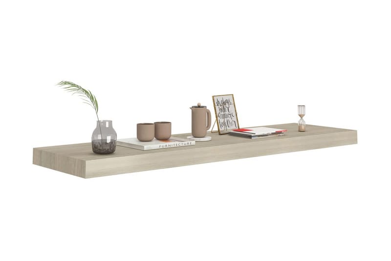 Svävande vägghyllor 2 st ek 90x23,5x3,8 cm MDF - Brun - Förvaring - Köksförvaring - Kökshylla