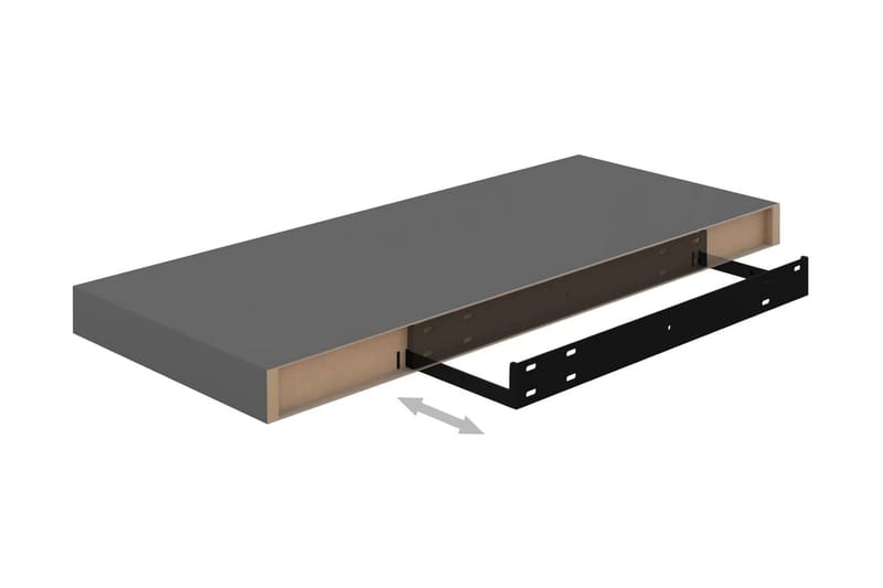 Svävande vägghyllor 2 st grå högglans 60x23,5x3,8 cm MDF - Grå - Förvaring - Köksförvaring - Kökshylla