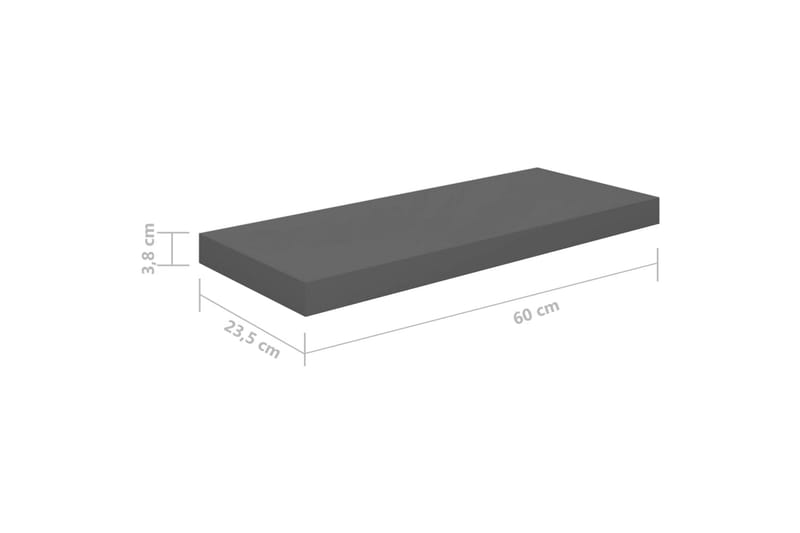 Svävande vägghyllor 2 st grå högglans 60x23,5x3,8 cm MDF - Grå - Förvaring - Köksförvaring - Kökshylla