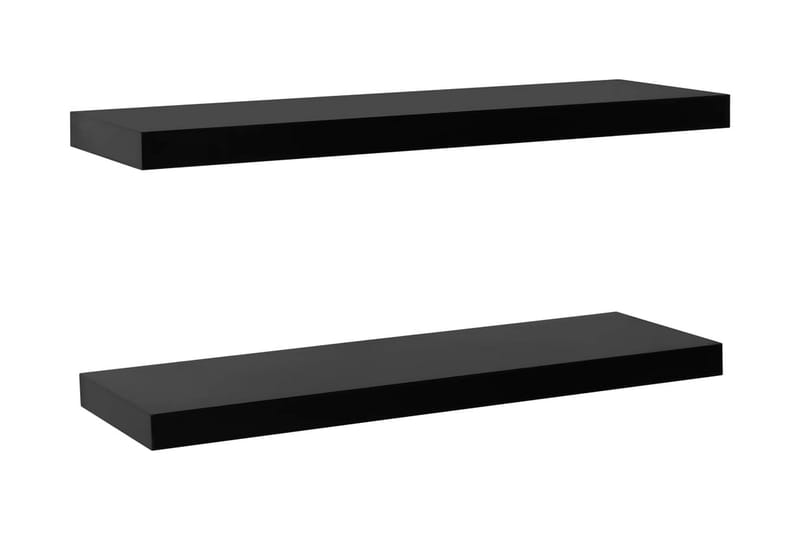 Svävande vägghyllor 2 st svart 100x20x3,8 cm - Svart - Kökshylla - Vägghylla