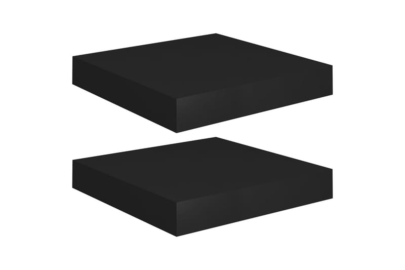 Svävande vägghyllor 2 st svart 23x23,5x3,8 cm MDF - Svart - Kökshylla - Vägghylla
