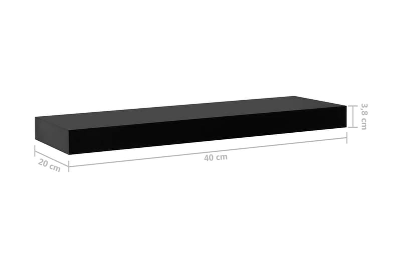 Svävande vägghyllor 2 st svart 40x20x3,8 cm - Svart - Kökshylla - Vägghylla