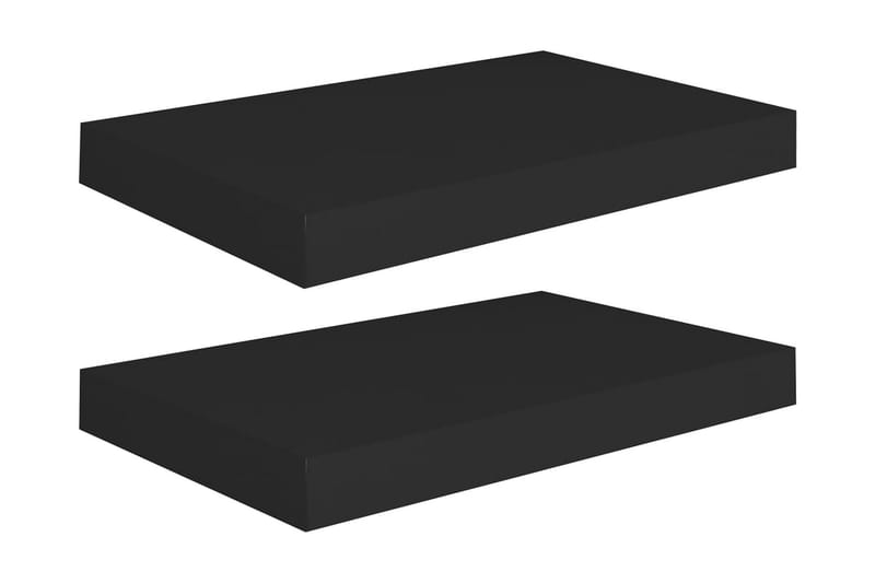 Svävande vägghyllor 2 st svart 40x23x3,8 cm MDF - Svart - Förvaring - Köksförvaring - Kökshylla