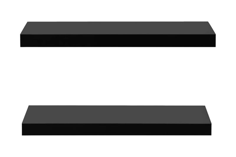 Svävande vägghyllor 2 st svart 60x20x3,8 cm - Svart - Kökshylla - Vägghylla