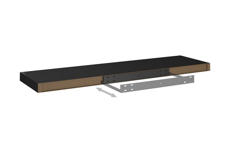 Svävande vägghyllor 2 st svart 90x23,5x3,8 cm MDF - Svart - Förvaring - Köksförvaring - Kökshylla